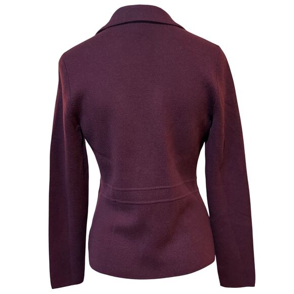 Talbots 100% Merino Wool Sweater Jacket Plum Purple Size XS EUC Three Button - Picture 4 of 12